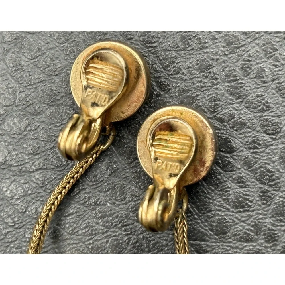 Vintage Monet Ball Dangle Drop Bead Earrings Clip-On Gold Tone